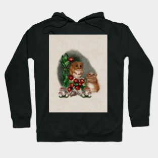 Adorable Baby Woodland Mice Play on the Forest Floor With Mushrooms, Snails, and Red Barries in this Cottagecore Watercolor Hoodie